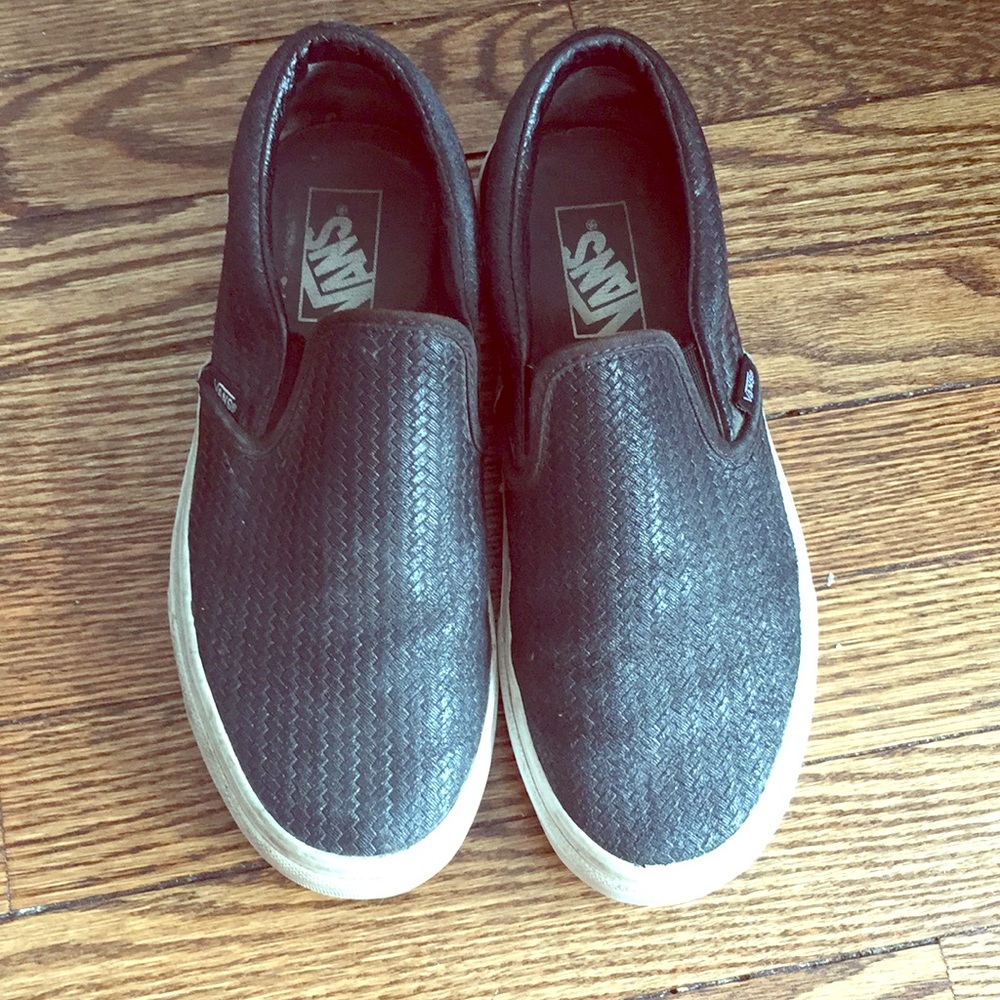 Black leather Vans